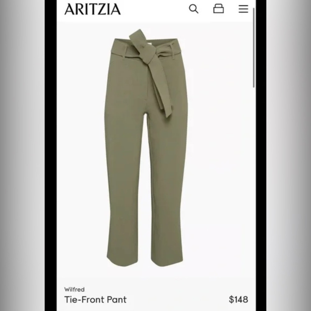 Aritzia Wilfred Front-Tie Pant Bitter Sage